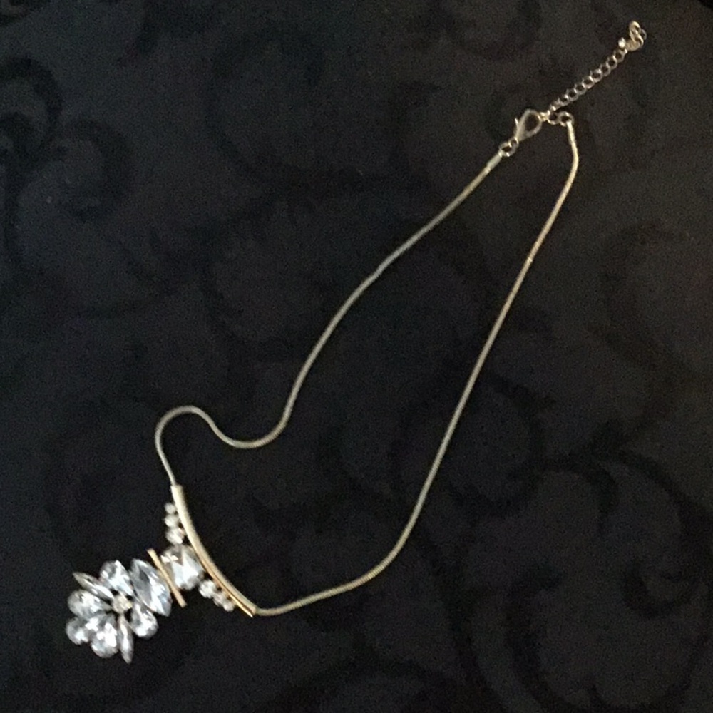 Gold and Silver Botanical Necklace with Crystal Pendant